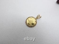1982 999 CHINESE Gold Panda Coin 1/10 oz Pendant Charm 14K Rope Bezel 4.7 Grams
