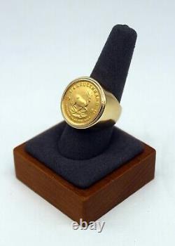 1982 South Africa 1/4oz 14k Gold Krugerrand Coin Mounted Ring 20.9grams Size 10
