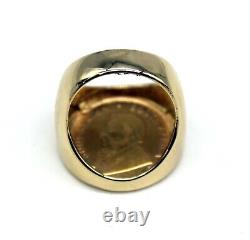 1982 South Africa 1/4oz 14k Gold Krugerrand Coin Mounted Ring 20.9grams Size 10