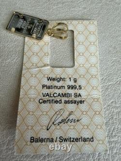 1985 CREDIT SUISSE 1 GRAM. 9995 PLATINUM BAR With14k Pendant