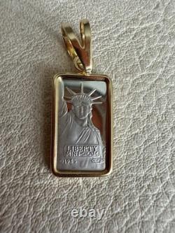 1985 CREDIT SUISSE 1 GRAM. 9995 PLATINUM BAR With14k Pendant