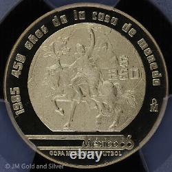 1985-Mo 250P Mexico Gold Proof World Cup Soccer PCGS PR 69 DCAM Top Pop