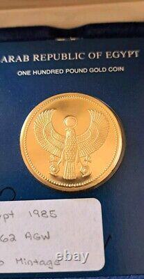 1985FM Egypt 100 Pound 17.15 Grams. 900 Gold Coin Only 1800 Minted High Grade