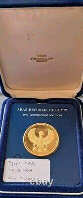 1985FM Egypt 100 Pound 17.15 Grams. 900 Gold Coin Only 1800 Minted High Grade