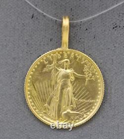 1986 1/4 oz $25 American Gold Eagle Coin Pendant (MCMLXXXVI)