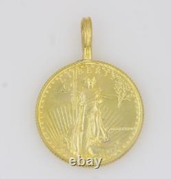 1986 1/4 oz $25 American Gold Eagle Coin Pendant (MCMLXXXVI)