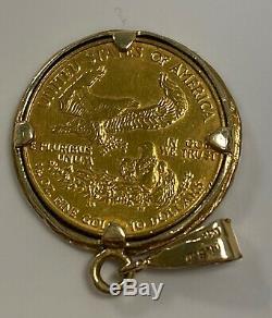 1986 1/4 oz American Gold Eagle Coin in a 14k Gold Bezel 11.5 Grams