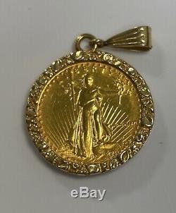 1986 1/4 oz American Gold Eagle Coin in a 14k Gold Bezel 11.5 Grams