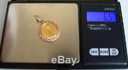 1986 $5 GOLD US Eagle 1/10 oz BU Coin In 14K Rope Pendant Bezel 6.5 Grams