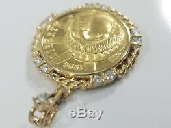 1986 Gold $5 Statue of Liberty Coin Diamond Bezel Frame Pendant 13grams. 39tcw