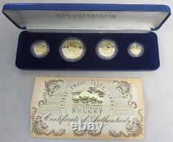 1986 Gold Australia Proof Nugget 4 Coins 1.85 Ozs Set In Box & Coa