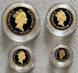 1986 Gold Australia Proof Nugget 4 Coins 1.85 Ozs Set In Box & Coa