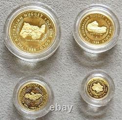 1986 Gold Australia Proof Nugget 4 Coins 1.85 Ozs Set In Box & Coa