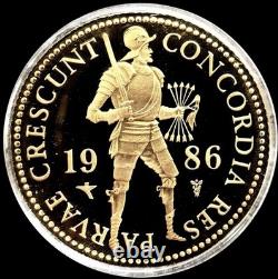 1986 Gold Netherlands 3.494 Grams Proof Ducat Knight Coin In Capsule