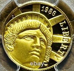 1986-w $5 Proof Gold 8.36 Grams Statue Of Liberty Pcgs Mercanti Pr69 1/4qz # Het