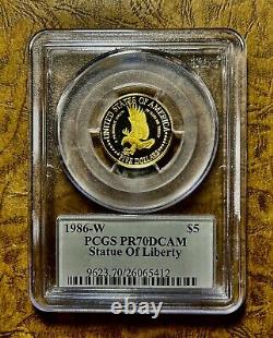 1986-w Proof 70 $5 8.36 Grams Gold Statue Of Liberty Pcgs Mercanti 1/4 Oz Ghe