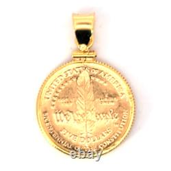 1987 Us $5.00 Liberity Bicentennial Gold Coin Pendant 9.6 Grams