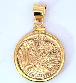 1987 Us $5.00 Liberity Bicentennial Gold Coin Pendant 9.6 Grams