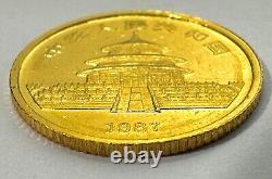 1987s Gold Panda 1/10 oz 10 Yuan Chinese Gold Coin 3.1 Grams