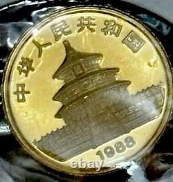 1988 Gold China 5 Yuan Panda 1/20 Oz Sealed