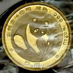 1988 Gold China 5 Yuan Panda 1/20 Oz Sealed