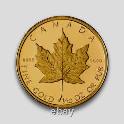 1989 Canada 1/10 oz. 9999 Fine Gold Maple Leaf Proof Coin. 3.11 grams