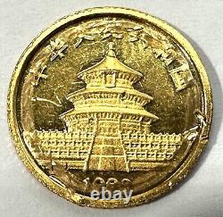 1989 Gold Panda 1/20 oz 5 Yuan Chinese Small Date Gold Coin 1.5 Grams