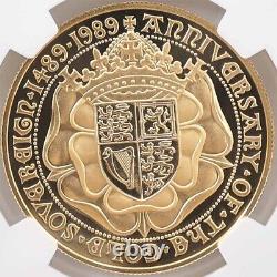 1989 Great Britain Sovereign Anniv. 5£ 39.94Grams Gold Proof Coin NGC PF 70 UC