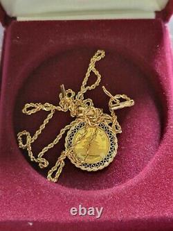 1990 Chinese 1/20 Panda. 999 Gold Coin Pendant Necklace 18K GOLD 7.4 grams