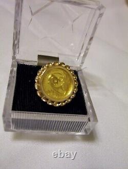 1990 GOLD COIN, 5 YUAN CHINESE PANDA 14K RING. 999 1/20 OZ. Au. 4 GRAMS