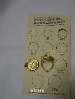 1990 GOLD COIN, 5 YUAN CHINESE PANDA 14K RING. 999 1/20 OZ. Au. 4 GRAMS