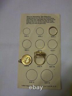 1990 GOLD COIN, 5 YUAN CHINESE PANDA 14K RING. 999 1/20 OZ. Au. 4 GRAMS