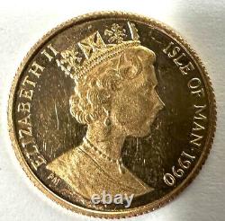 1990 Isle of Man Archangel Michael & Dragon Elizabeth II 1/20 Gold Coin 1.7 Gram