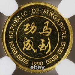 1990 SM Singapore Gold 5 Singold G5S NGC MS67 1/20oz 9999 Fine Year of the Horse