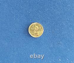 1991 Panda China 3 Yuan 1 Gram AU GOLD coin damaged was in a ring