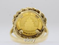 1992 China Panda 5Y 1/20 oz. 999 Gold Coin with 14k Gold Rope Ring 5.1 Grams