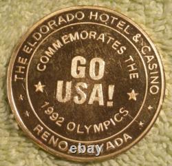 1992 El Dorado Casino 24 Kt. Gold Olympic like medal 31 grams in box with COA