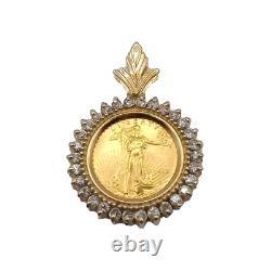 1992 Gold Dollar Liberty Diamond 7.82 Gram Pendant