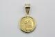 1993 5 Yuan 1/20 Oz 0.999 Fine Gold Panda Coin Pendant On 14k Bezel 2.4 Grams Tw