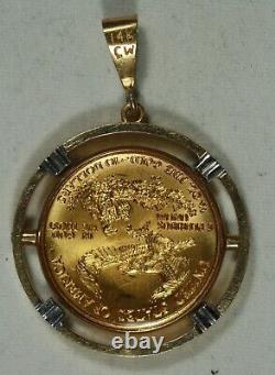 1995 $10 American eagle(14) in 14K Custom Gold Coin Bezel WithLarge Bail 14.4grams