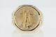 1995 $5 Lady Liberty Coin Ring 14k Yellow Gold Size 8.25 / 11.89 Grams