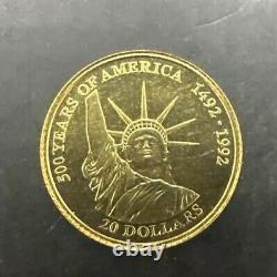 1995 Cook Islands Gold 20 Dollars Statue Of Liberty Proof 1.25 G. 999