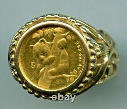 1996 Chinese. 999 Panda 1/20 Gold Coin 14K Gold S- 6.5 Ring 6.6 Gram