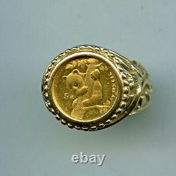 1996 Chinese. 999 Panda 1/20 Gold Coin 14K Gold S- 6.5 Ring 6.6 Gram