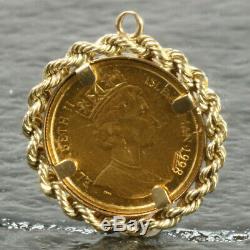 1998 Isle of Man 1/10 Birman Gold Coin Set In Rope Bezel 5.1 Grams