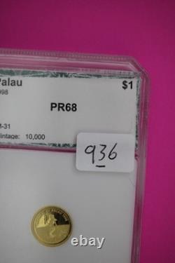 1998 Palau $1 Gold Coin Proof Cameo 1.25 Grams. 999 Guaranteed Genuine Slab 936