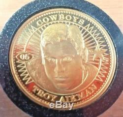1998 Pinnacle Mint Troy Aikman 24K SOLID GOLD Coin 1/1 Only 1 Made! 20 Grams