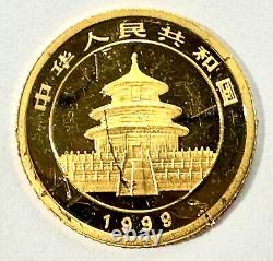 1999 Gold Panda 1/20 oz 5 Yuan Chinese Large Date Gold Coin 1.5 Grams