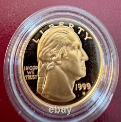 1999-W $5 Gold Washington Gold Proof Coin w CoA
