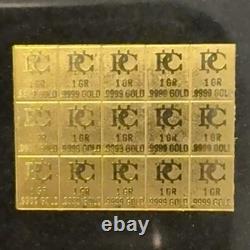 1G Patriots Coin 0.9999 Fine Gold Bar Sheet Au 1 Gram Fractional 15 pieces